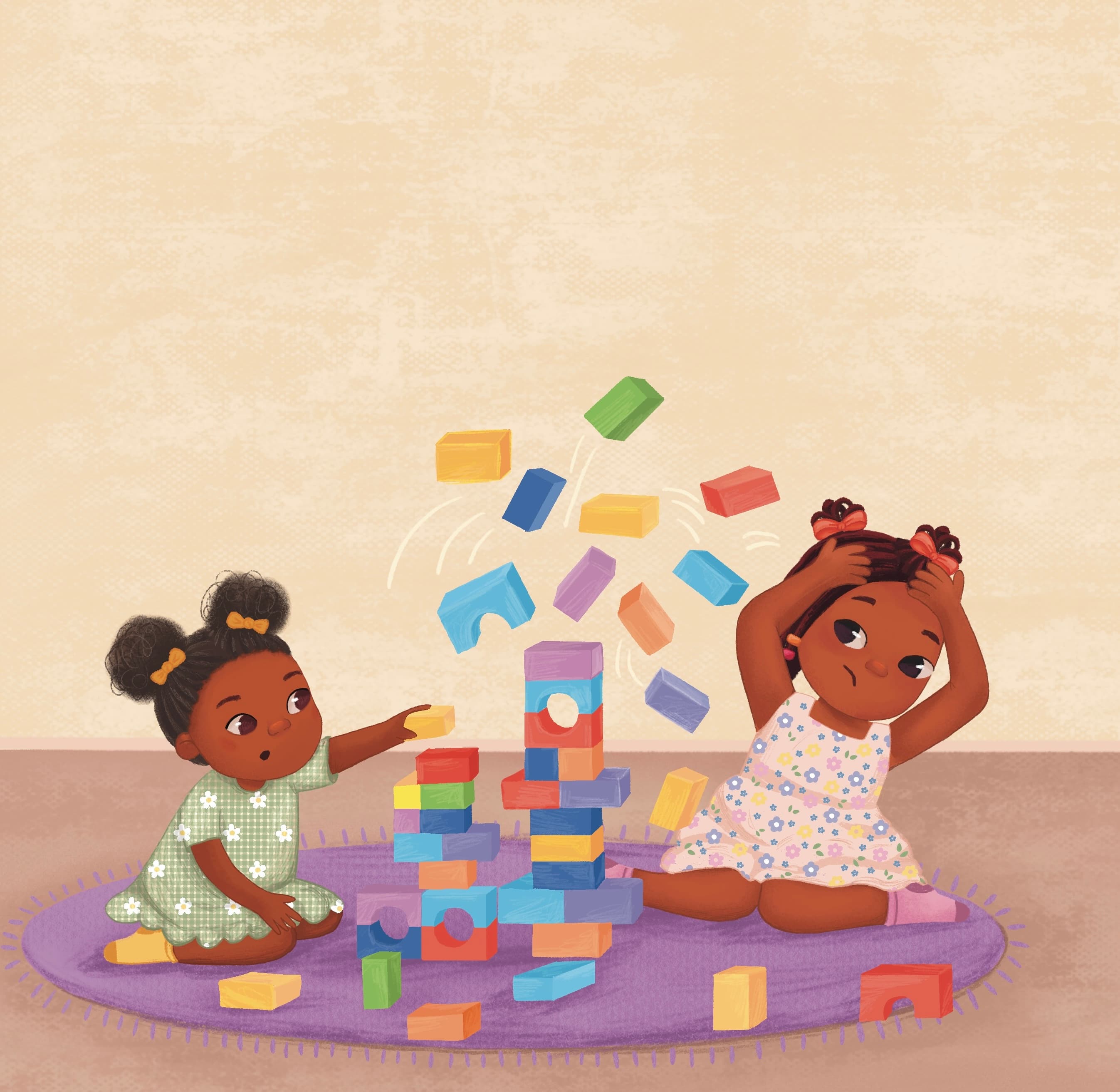 Lola and friend playing with building blocks